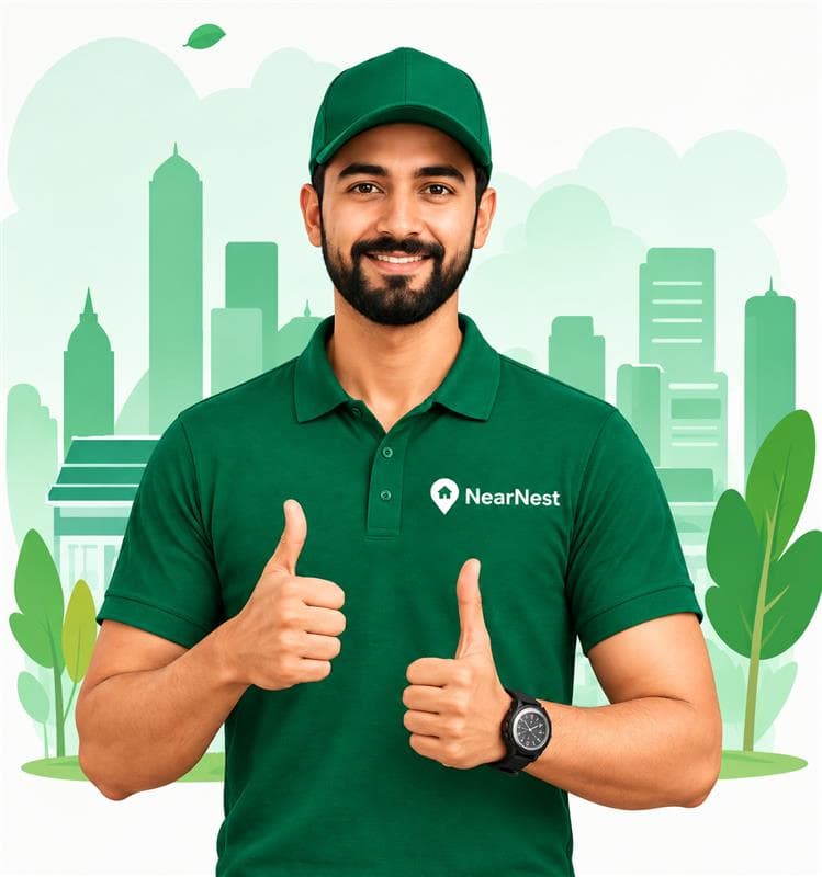 NearNest local service provider in branded uniform, representing the hyperlocal marketplace